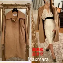 最終価格近年新作新品同様maxmara最高級白タグアルパカ素材ロングコート38