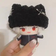 【黒モコ折返×】にじぱぺっと　ぬい帽子　ぬい服　ネコ耳　ニット帽 10cmぬい