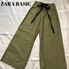ZARA BASIC オリーブ ワイドパンツ XS MEX24