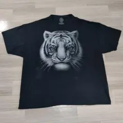 アニマルTシャツ 黒 3XL ホワイトタイガー