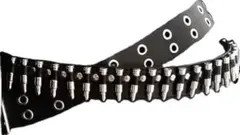 スタッズ付き黒ベルト 銃弾ベルト セット