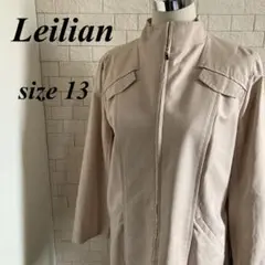 レリアン leilian ノーカラー ジップアップ ジャケット 13号 大きめ