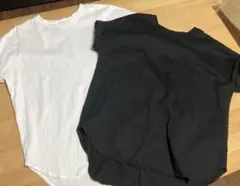 レディース　ラウンドネック半袖Tシャツ　白黒2枚セットM
