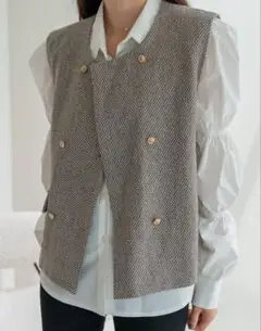 美品 SHEIN シーイン ダブルブレスト ベスト ジレ