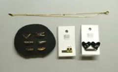 イヤリング　指輪　リング　ブレスレット　ゴールド　黒　ハート　アクセサリー