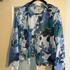 花柄メッシュ長袖カーディガン