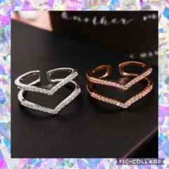 2色セット☆すぐ対応☆デザインリング☆指輪 フリーサイズ★ ボックス付き