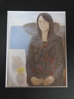 橋本弘安　落款印譜 共シール『窓辺』 日本画　紙本に岩絵具彩色 1011W 橋本弘安 落款印譜 共シール『窓辺』 日本画 紙本に岩絵具彩色 1011W