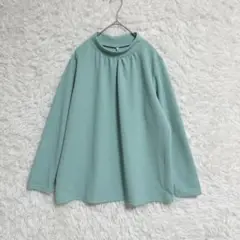 【Lashikaru】　ハイネックカットソー　（ＬＬ）　大きいサイズ　長袖　緑