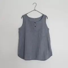 未使用 無印良品 ノースリーブ 紺色✖︎白 ホームウェア MUJI