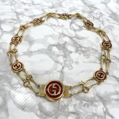 GUCCI ロゴ ヴィンテージ チェーンベルトネックレス ゴールド