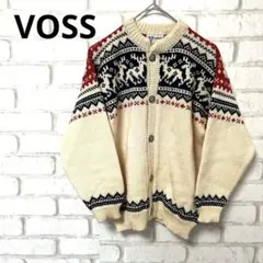 VOSS 長袖　ニット　セーター　カーディガン　クリーム色　トナカイ　ノルウェー