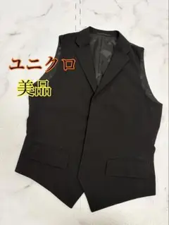 美品　ユニクロ　スーツベスト　ジレ　黒　M ビジネス　フォーマル