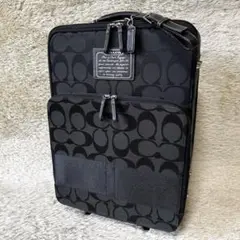 コーチ キャリーケース シグネチャー キャンバス 黒 ロゴレザー 旅行 出張 2025年最新】（中古）[コーチ] COACH シグネチャー キャリー