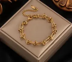 390 ゴールド ブレスレット Ssteel バングル パンク Gold k18