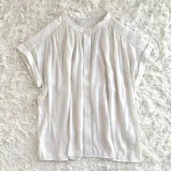 【美品♡】アーバンリサーチ バンドカラー フレンチスリーブブラウス とろみ 通勤