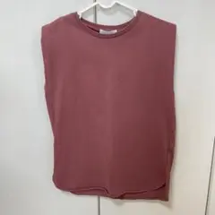 オペークドットクリップ　ノースリーブ　Tシャツ　ワインレッド　Mサイズ