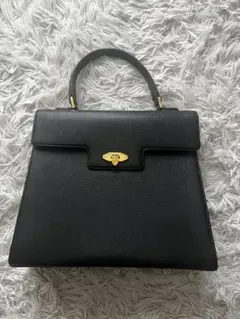 ヴァレンティノ黒 レザー ハンドバッグ ゴールド金具
