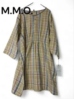 M.M.O. チェック柄 七分袖 コットンワンピース 綿 春 新品