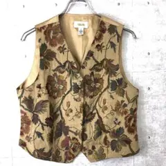 Talbots レトロ オールド 古着 花柄 フローラル ジャガード切替ベスト