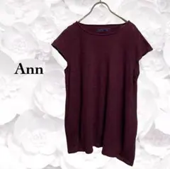 『Ann』カットソー【F】ボルドー ウール 半袖