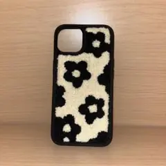iPhone用ケース 花柄 ブラック/ホワイト