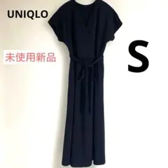 未使用新品　ユニクロ　レディース　半袖　ノースリーブ　ワンピース　Vネック黒　S