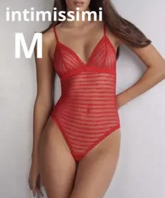 新品 インテイミッシミ レースボディスーツ M レッド 赤intimissimi