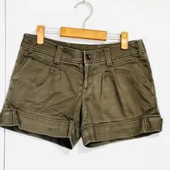 オリーブ色 ショートパンツ バックポケット付き　　XLサイズ