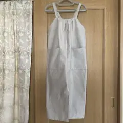 大人用エプロン　グレー　前スリット