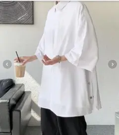 新品タグ付け♡ サイドボタン ハーフスリーブ シャツ