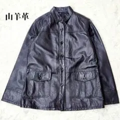 【新品未使用】山羊革 カバーオール シャツ メンズ トップス 本革 総裏 黒 L