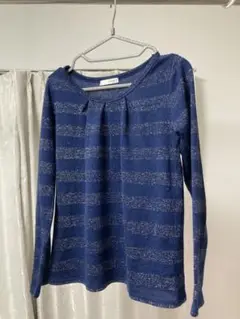ネイビー ストライプ 長袖Tシャツ M