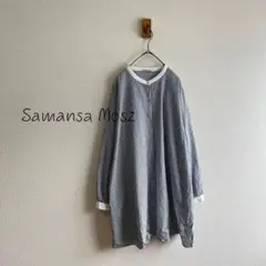 Samansa Mos2 クレリックカラーストライプチュニックK41