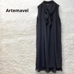 アルテマーヴェル ロングワンピース ボウタイ付き ノースリーブ ブラック M