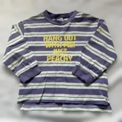 Tシャツ 紫・緑・白ストライプ　サイズ100cm