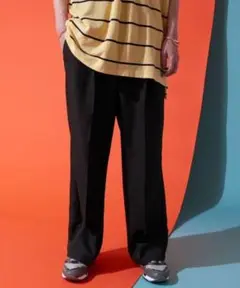 スタプレ　ストレート センタープレス 1タックイージーワイドパンツ