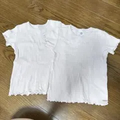 美品　双子用　120㎝　2枚セット　イオン　フリル　リブTシャツ　半袖　夏服