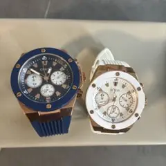 GUESS 青 白 ウォッチ 2点セット