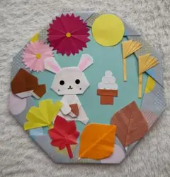 折り紙 うさぎ・お月見 リース ⑦