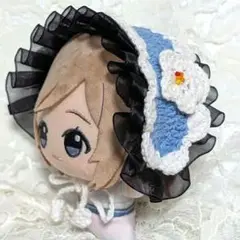 〈水色×白色×黒色〉ぬい服　ヘッドドレス　ちびぐるみ　にじぬい