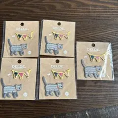 DELDE 猫の刺繍ワッペン 5個セット　刺繍シール