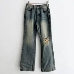 amood tongtong ダメージブーツカットデニムウォッシングパンツ
