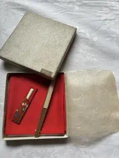 茶道用赤い帛紗と扇子セット