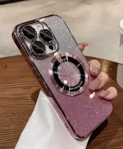 【送料込】グラデーションピンクキラキラグリッターiPhone12Proケース新品