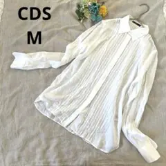 CDS シーディーエスベーシック　長袖シャツ　ピンタック　レディース　白　M