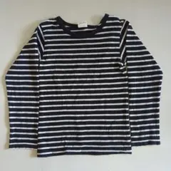 JUNK STORE 長袖カットソー サイズ120 ネイビー/ホワイトストライプ