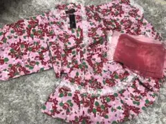 花柄ピンク浴衣と帯セット120新品