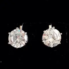 ラウンドカットキュービックジルコニア8㎜一粒ダイヤイヤリング Silverカラー