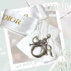 美品♡Dior シルバー ロゴチャーム　保存袋　リボン付き